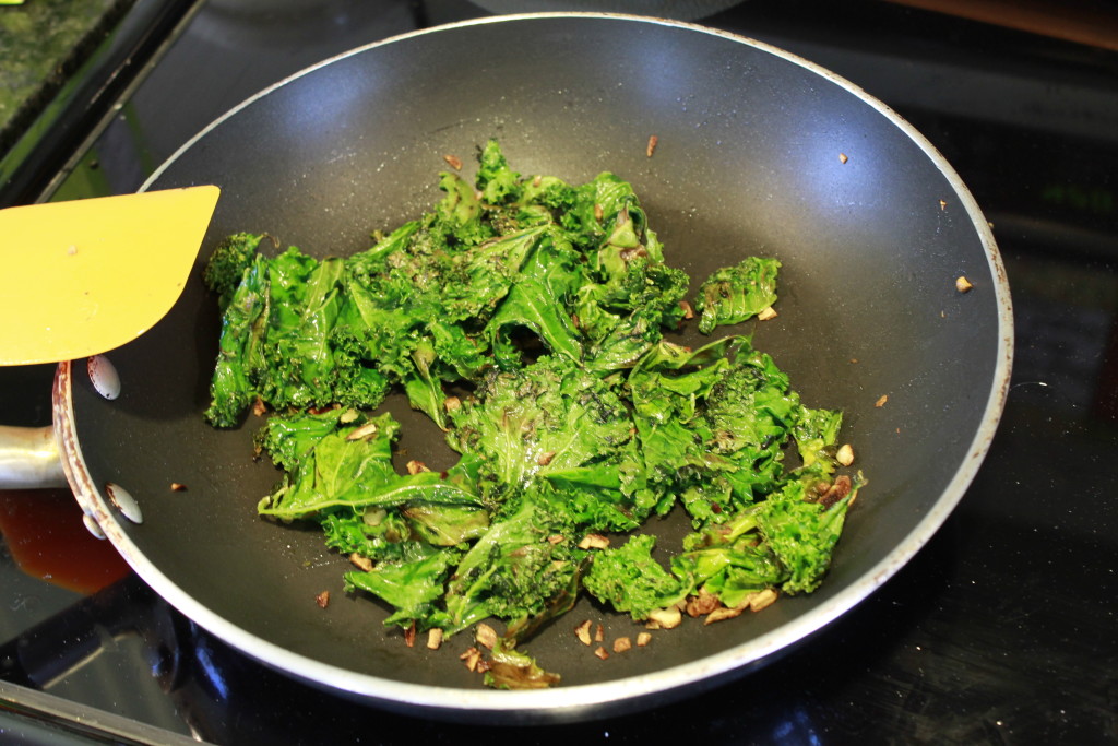 Sauteed Kale getting crispy